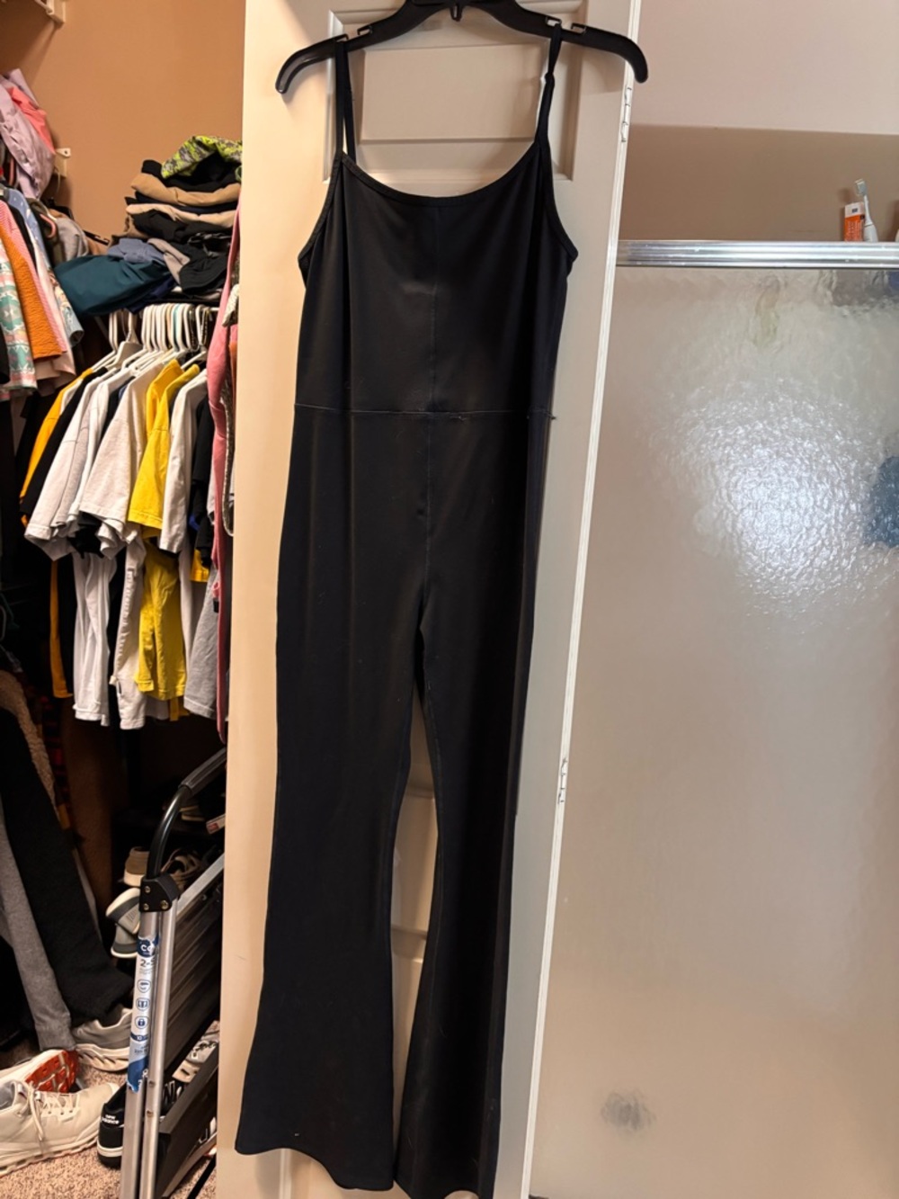 Classic Black Spaghetti-Strap Jumpsuit with Flared Legs